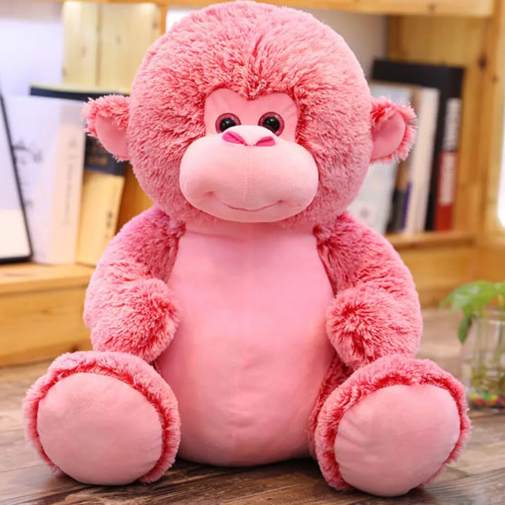 Розовая обезьяна. Мягкая игрушка розовая обезьянка. Плюшевая обезьяна розовая. Розовая большая мартышка плюшевая.