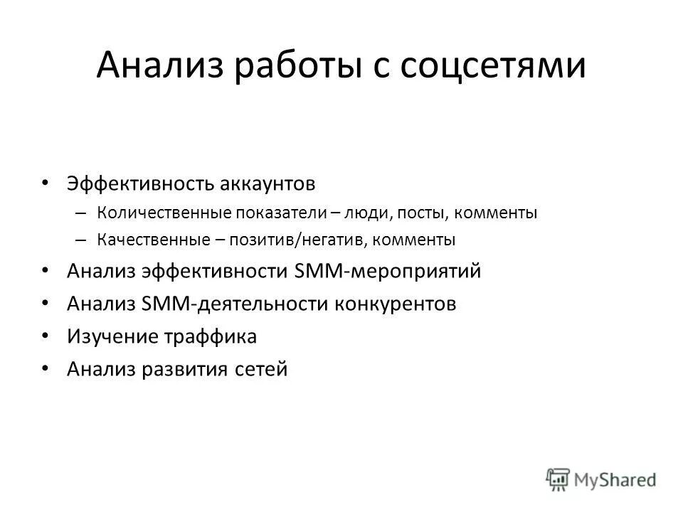 Smm анализ. Работа с соцсетями.