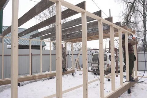 Гараж из каркаса доски