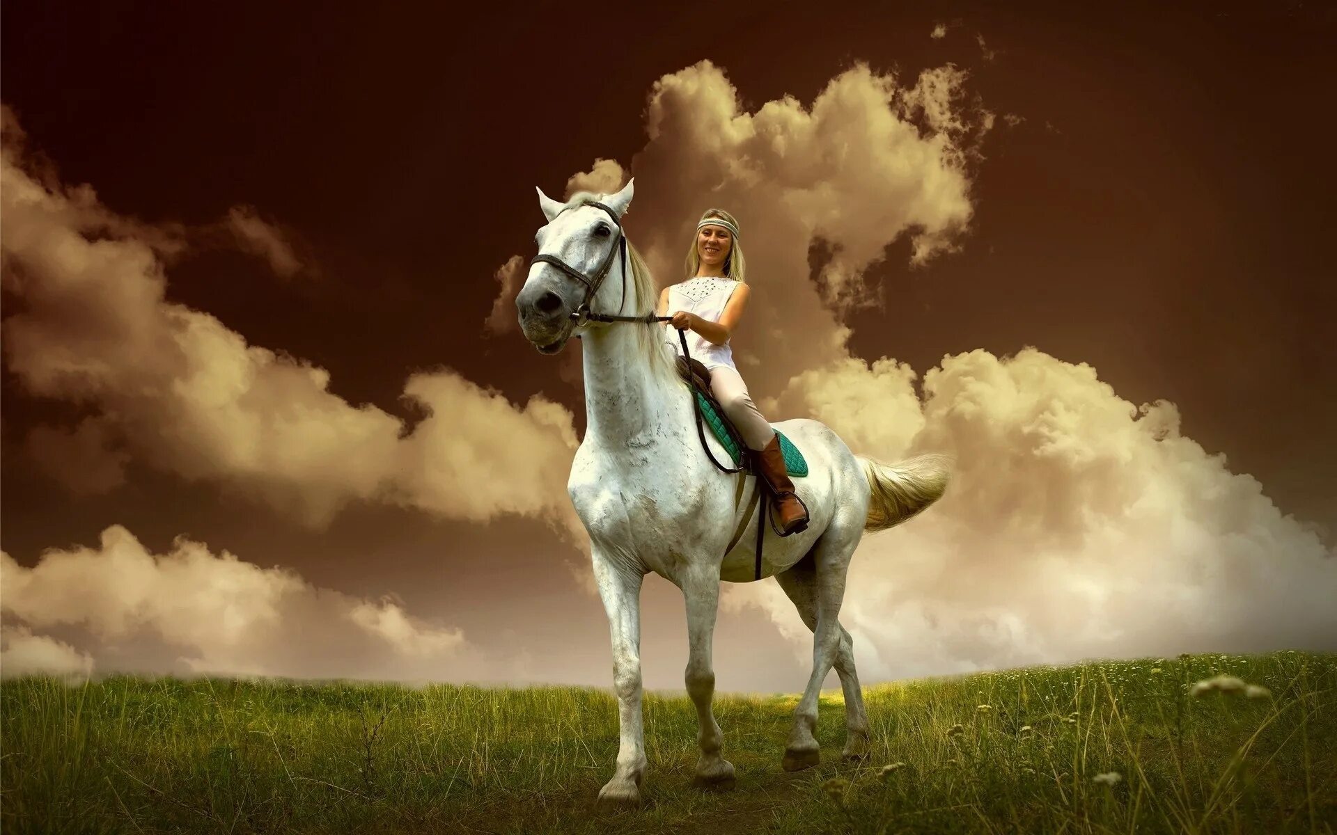 Riding on a white