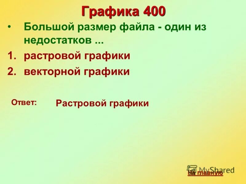 Большой размер файлов является недостатком какой графики