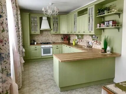Кухня прованс зеленая (76 фото) .