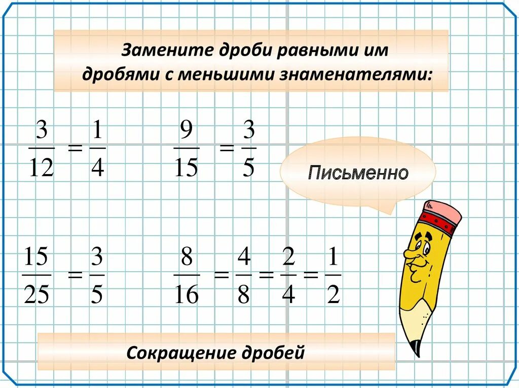 Дроби. Равные дроби. Равенство дробей. Примеры равных дробей.