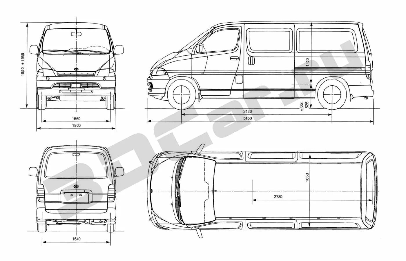 Toyota hiace технические характеристики. Тойота Хайс Региус габариты кузова. Габариты Тойота Хайс Региус. Toyota Town Ace Noah 1998 чертеж. Toyota Town Ace Noah чертеж.