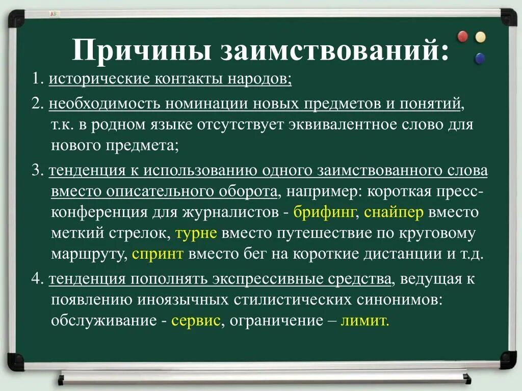 Каким определением уместнее. Причины заимствований. Причины лексических заимствований. Причины заимствования иноязычной лексики. Причины заимствования в современном русском.