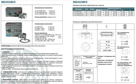 Размер колец ваз 2110