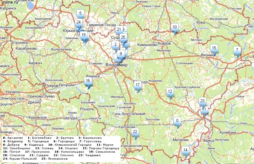 Показать карту владимирской области. Карта Владимирской и Ивановской области. Карта России Владимирская область Городище. Карта Владимирской области.