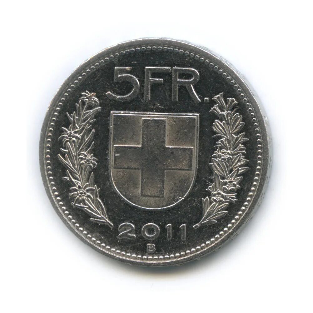 5 Франков. 5 Швейцарских франков. Франк 2011 года. 166 Франков.