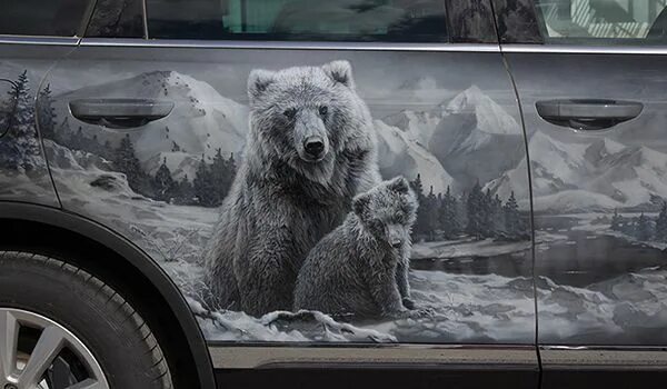 Аэрография фото медведь Аэрография Мишка Аэрография, Белый медведь, Работы