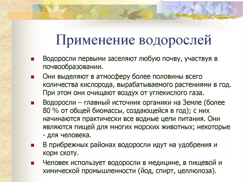 Сообщение о значении водорослей. Применение водорослей. Практическое использование водорослей. Применение водорослей человеком. Использование зеленых водорослей.