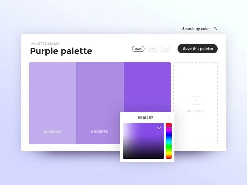 Color Picker. UI Color Palette. Color Picker UI. Violet Color Picker.