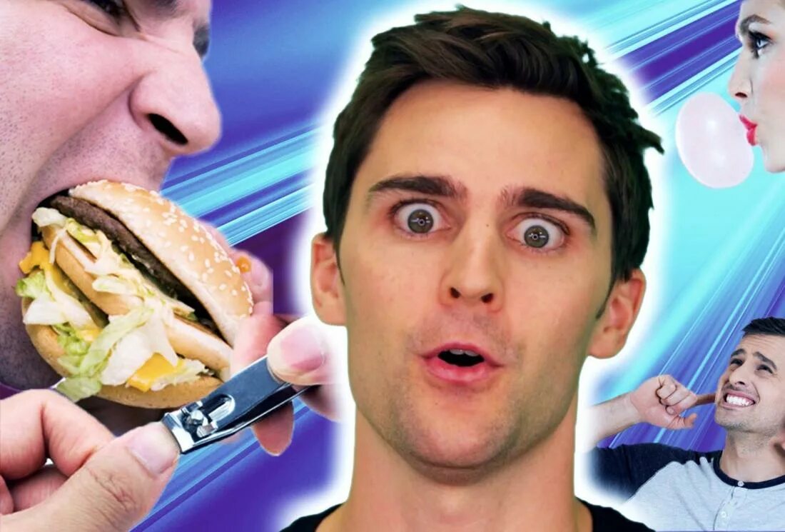 Раздражает чавканье. Закрытые уши. Девушка чавкает. Женщина закрывает уши. Человек с едой.