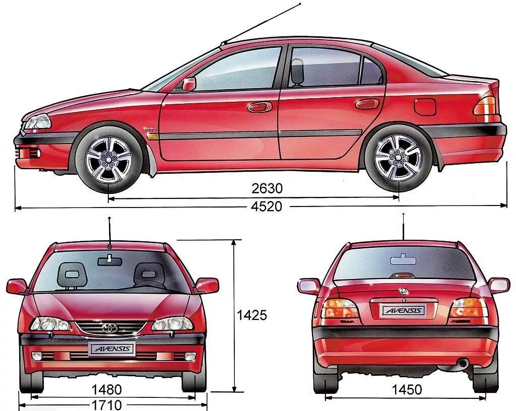 Параметры тойота авенсис. Тойота Авенсис 1 поколения габариты. Toyota Avensis 1998 габариты. Toyota carina2001габариты.