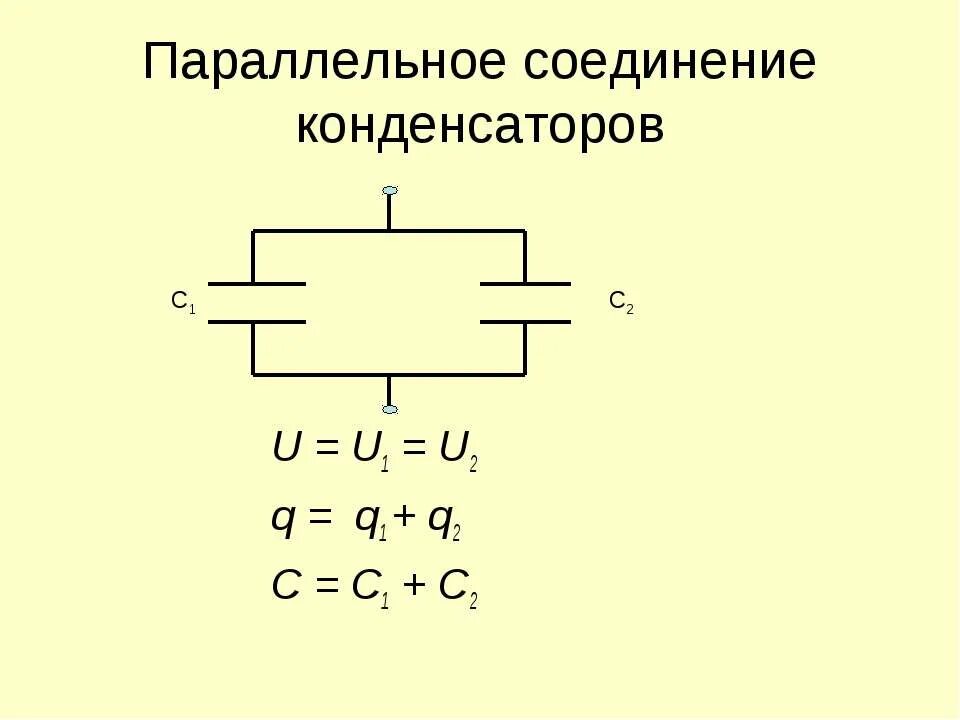 Параллельное соединение кон. Параллельное соединение конденсаторов. Последовательное соединение конденсаторов. Емкость параллельно подключенных конденсаторов.