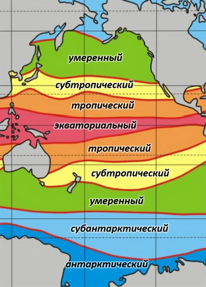 Климатические пояса Тихого океана на карте. Климатическая карта Тихого океана. Климатические пояса Тихого океана 7 класс на карте. В каких климатических поясах находится тихий океан