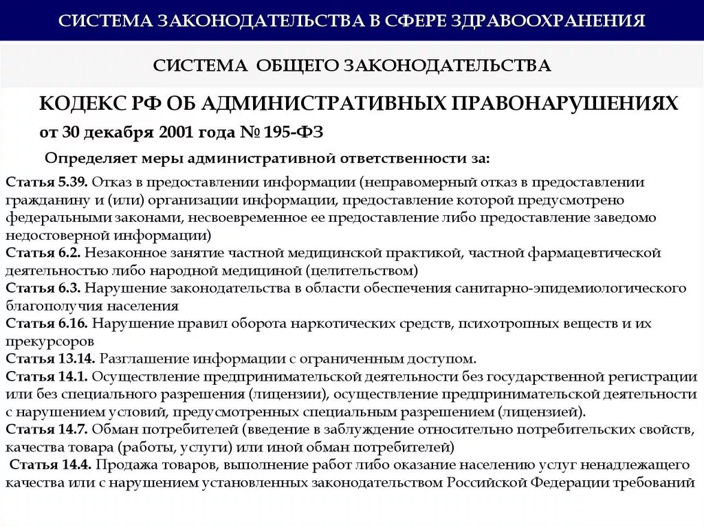 Законодательство в сфере здравоохранения. Административные правонарушения в сфере здравоохранения. Система общего законодательства в здравоохранении. Правовое регулирование в здравоохранении.