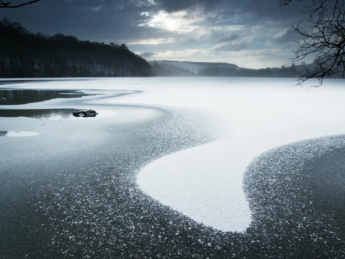 Вода покрыта льдом. Ледяное озеро. Замерзшее озеро. Лед на реке. Лед на озере.