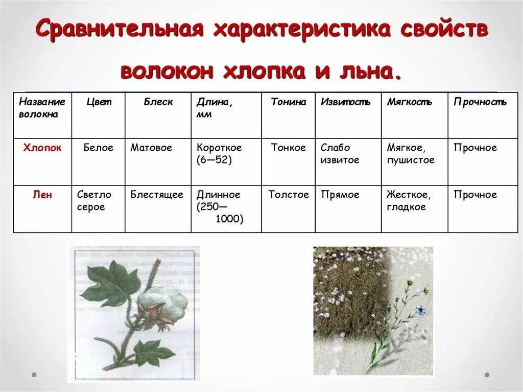 Растительные волокна свойства. Сравнительная характеристика волокон хлопка, льна, шерсти и шёлка. Таблица хлопок и лен. Определение хлопчатобумажных и льняных тканей. Состав ткани хлопок лен и.