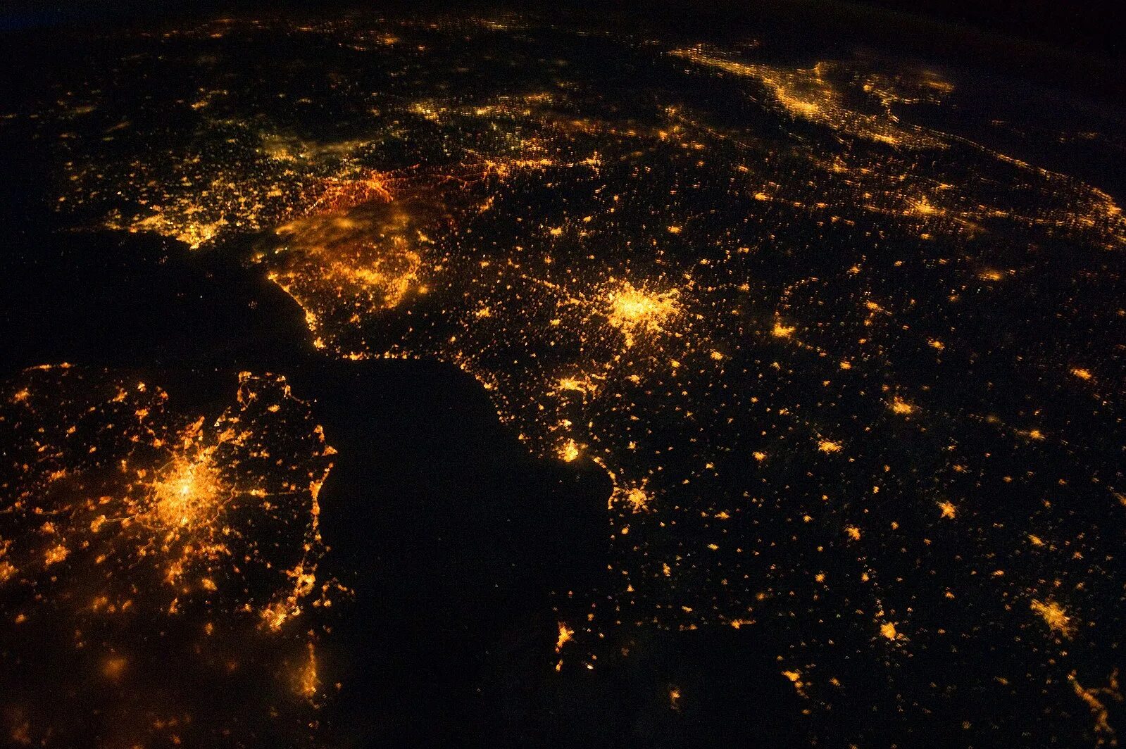 ESA - Moonlit border area of France and Italy
