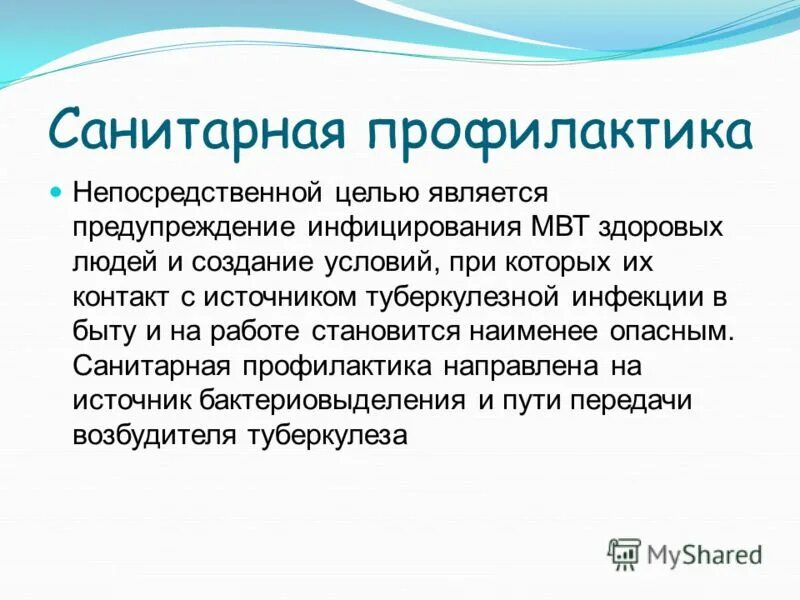 Санитарная профилактика включает