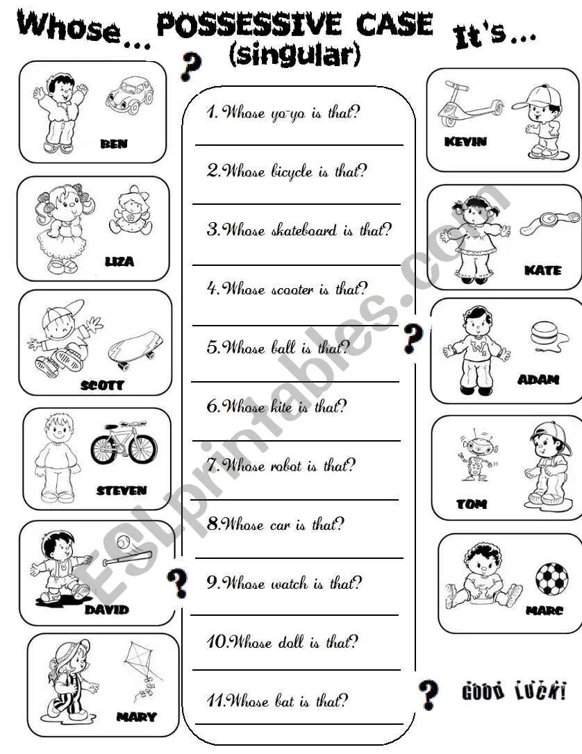 That those is her car. Притяжательный падеж существительных Worksheets. Притяжательный падеж в английском Worksheets. Possessive whose упражнения. Притяжательный падеж в английском языке упражнения Worksheets.