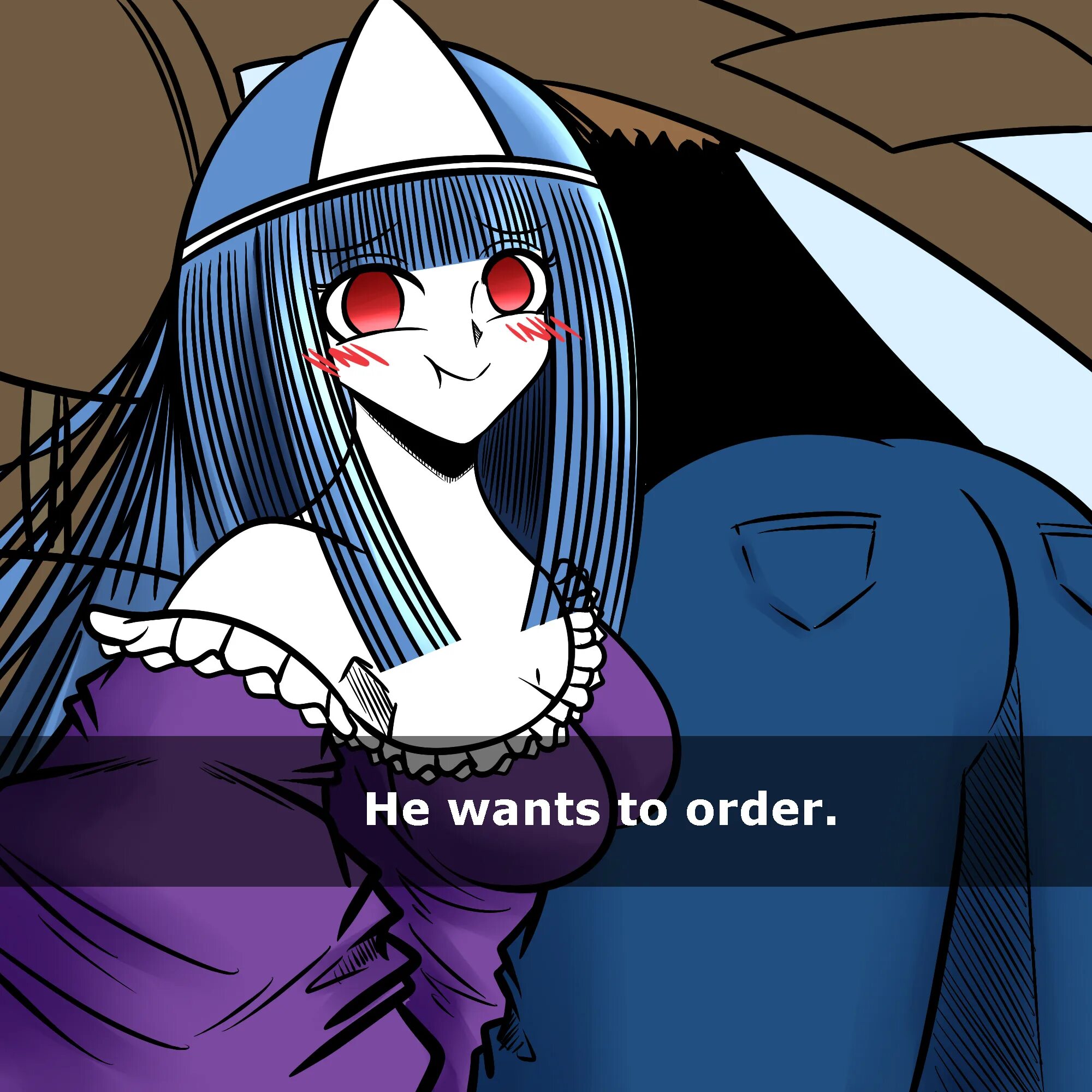 He wants to order. He wants to order мем. she wants to order original.