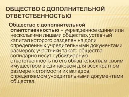 Общество с дополнительной ответственностью юридическое лицо