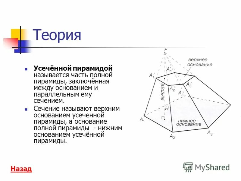 Усеченная пирамида геометрия 10 класс. Правильная усеченная четырехугольная пирамида. Правильная усеченная пирамида площадь полной поверхности. Правильная усечённая шестиугольная пирамида. Правильная четырехугольная усеченная пирамида рисунок.