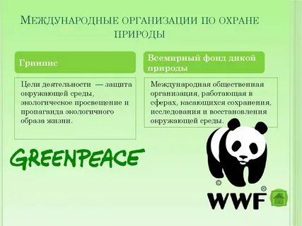 Какие международные организации есть по охране природы