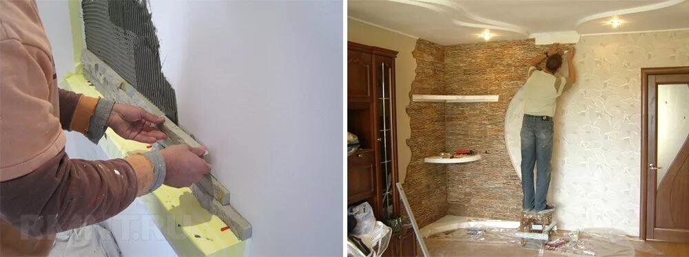 гипсовый камень клеить на обои. клеим декоративный гипсовый камень. клеем гипсовую плитку на стену. на что клеить гипсовый камень на стену. покраска декоративного камня наклеенного на стену.