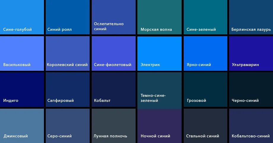 Синий яркий название