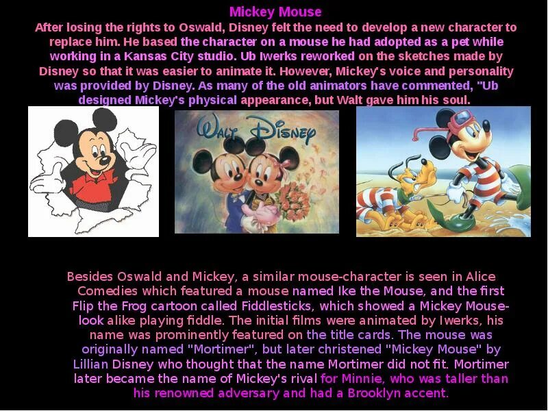 She was a mouse. Disney presents слайд первый. ГАЗ И Микки. Как переводится имя Мики. Работа с видео Дисней на уроке английского языка.