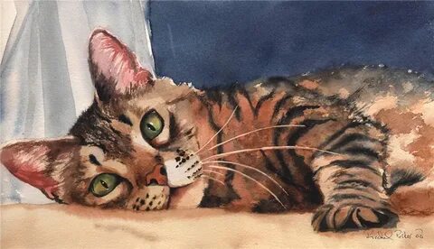 Кошка гуашью
