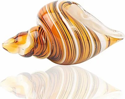 WJCCY Amber Art safety Glass Sea Blown Hand Figurine Conch Shell