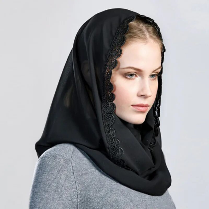 Черный платок. Черный платок на голову. Черный кружевной платок.