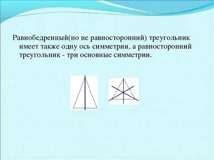 У равнобедренного треугольника 3 оси симметрии
