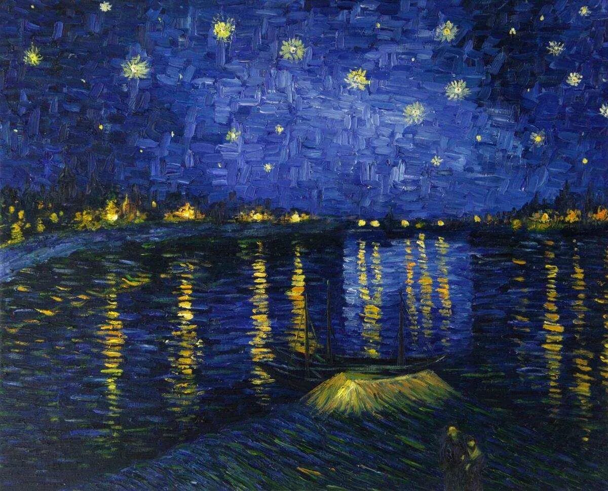 Ночь в монштаде счастливая случайность. Постимпрессионизм Ван Гог Звездная ночь. Картина Ван Гога Звездная ночь. Ван Гог Звездная ночь над роной оригинал.