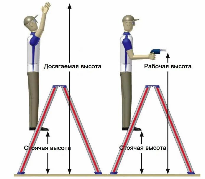 Высота 82. Стремянка с платформой 8 ступеней краузе. Как подобрать стремянку. Рабочая высота стремянки что это такое. 6м 7.