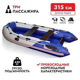 Надувная лодка ПВХ HunterBoat STELS 315 Aero, НДНД, бело-синий - купить по ...
