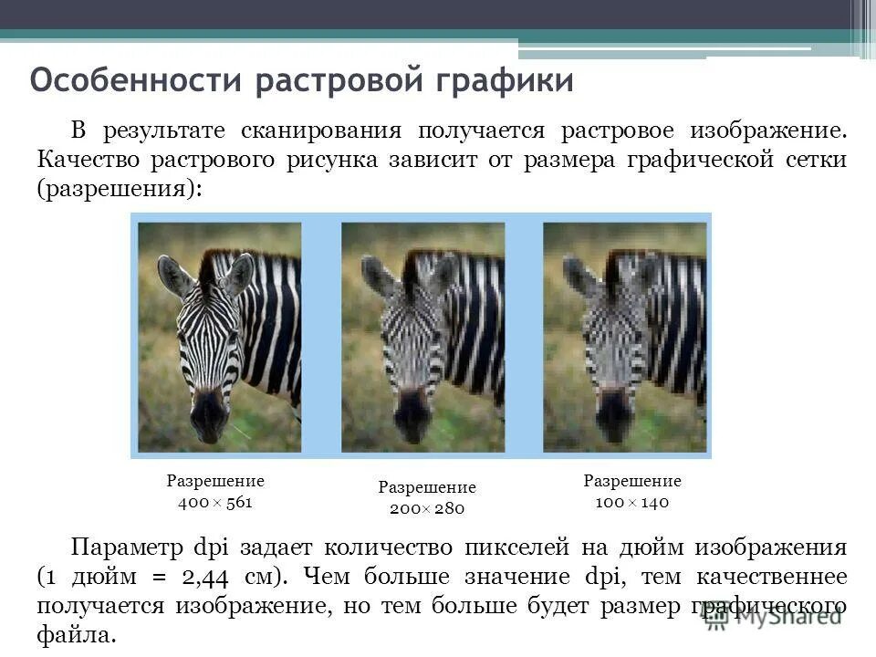 От чего зависит качество растрового изображения