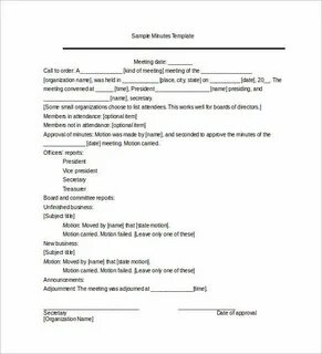 Minutes examples