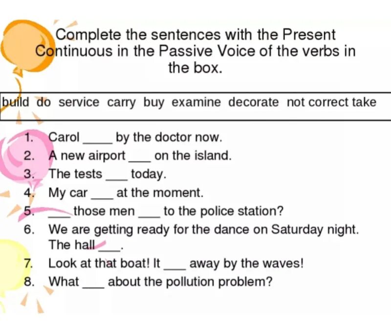 Past continuous voice. Passive Voice Continuous упражнения. Present Progressive Passive упражнения. Present Continuous Passive упражнения. Present Passive Voice упражнения.