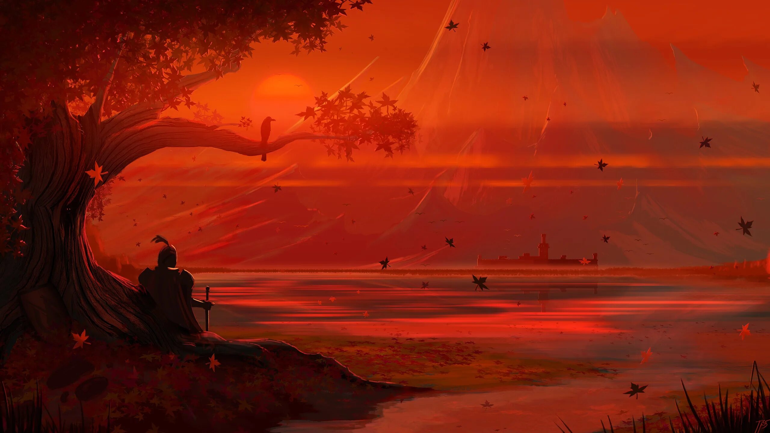 Закат и падение ремурии геншин. Аниме пейзаж. Романтичный пейзаж. Рэйден шоган. Райдэн сегун.