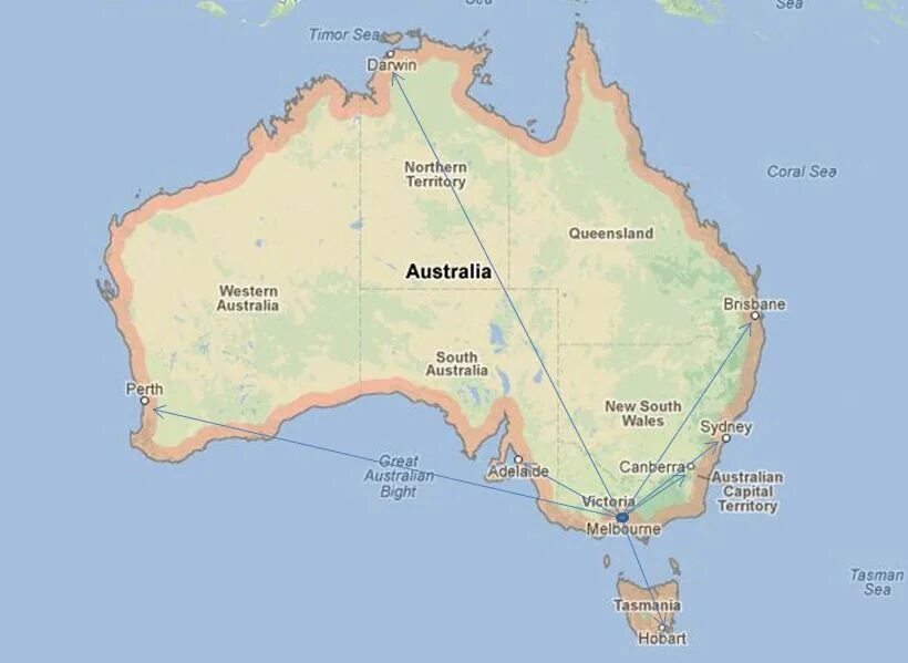 моря и заливы австралии. моря омывающие австралию на карте. моря: тасманово, тиморское, коралловое, арафурское. западная австралия на карте. в австралии на карте моря заливы проливы вдоль береговой линии.
