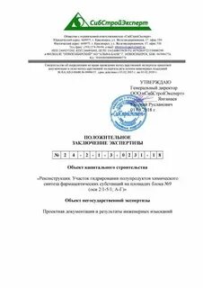 Положительное заключение образец