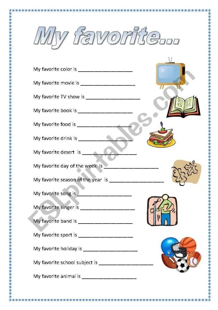 My favorite thinks. My favorite things английском. my favourite worksheet. my favorite задание для детей. my favourite things worksheet.