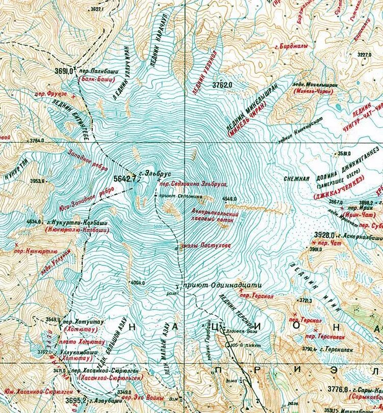 Эльбрус где находится в каком городе россии. Карта горы Эльбрус с высотами. Гора Эльбрус на карте. Топографическая карта Эльбруса. Карта гор Эльбруса на карте.