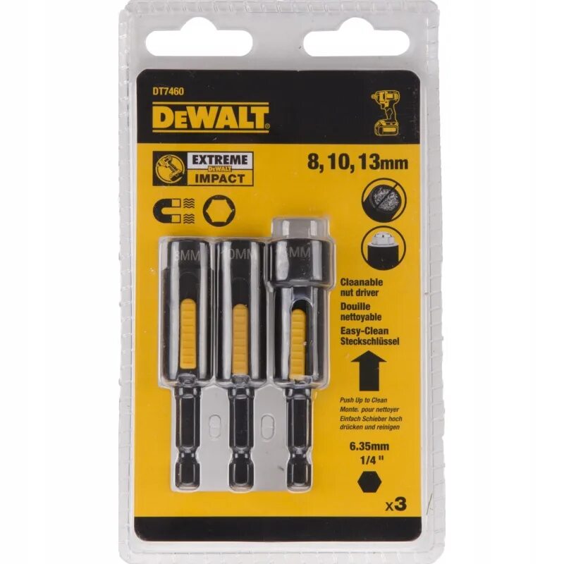 Головки ударные DEWALT dt7460 8/10/13 мм, набор из 3 шт.. DEWALT набор головок 8, 10, 13. 7522477 DEWALT набор торцевых головки. 10мм DEWALT dt7403 головка магнитная.