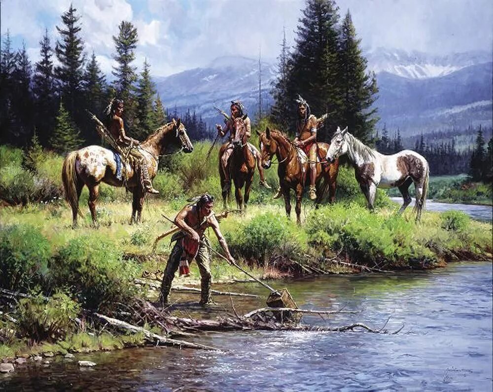 Художник-ковбой Martin Grelle. Индейцы природа