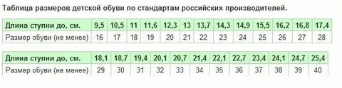 25 размер обуви это сколько см